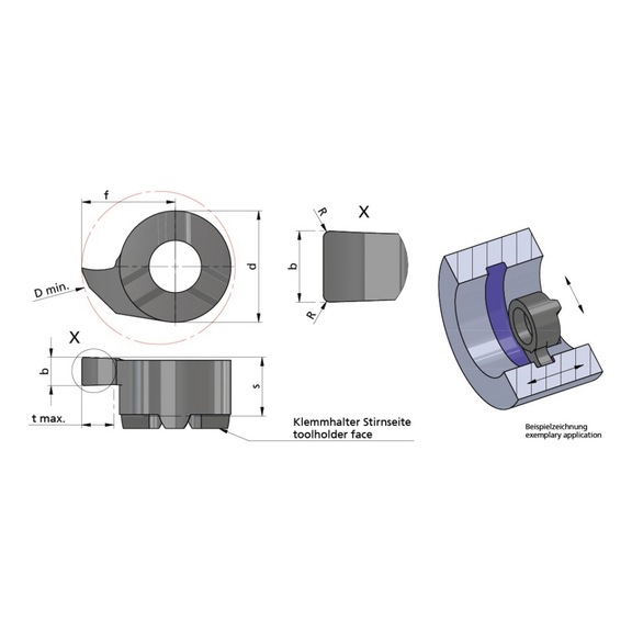 RS55.300.02/AL41F DÜMMEL, Minicut Schneideinsatz b=3.0+0.03; 2xR=0.2; tmax=5.5 - Typ S55, Minicut Schneideinsatz