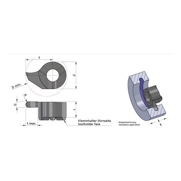Z22.2140.02/AL41F D&Uuml;MMEL, Minimill Schneideinsatz D=22 p=4.0 Vollprofil - Typ Z22, Minimill Schneideinsatz