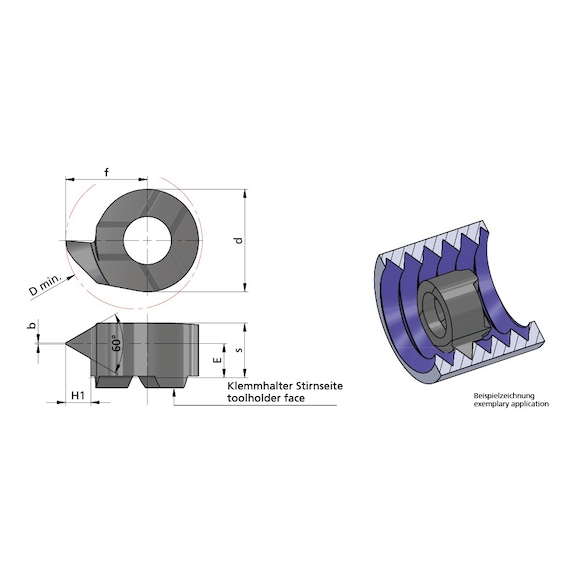 RS11.0815.01/AL41F DÜMMEL, Minicut Schneideinsatz Teilprof.Gewinde 60° P1.5-1.75 - Typ S11, Minicut Schneideinsatz