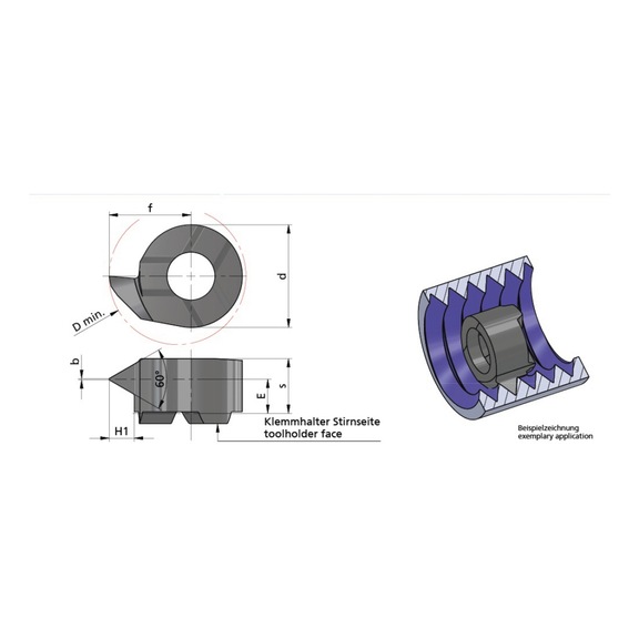 RS16.0815.02/AL41F DÜMMEL, Minicut Schneideinsatz 60° Steigung(pitch)1.5 - Typ S16, Minicut Schneideinsatz