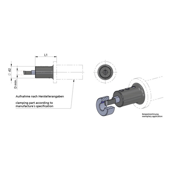 NHU.MP16.1 DÜMMEL, Klemmhalter Nutstoßen Ø16x67 d2=18 Ømin=6 - Typ NHU, Klemmhalter Nutstoßen