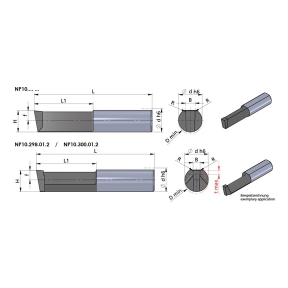 NP10.410.05.3/AL41F DÜMMEL, Schneidplatte NP10 DIN138 Standard (C11) b=4.10 R0.50 L1=41 Ømin=10 - Typ NP10, Schneideinsatz Nutstoßen