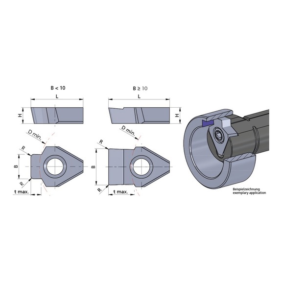 NPV.080H.02/AL41F DÜMMEL, Schneidplatte NPV DIN6885 (H9) b=8.02±0.01 R=0.2 tmax=4.1 - Typ NPV, Schneideinsatz Nutstoßen