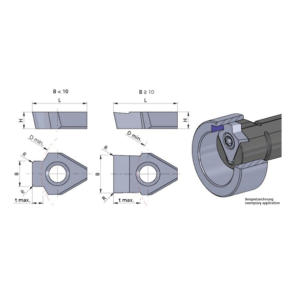 NPV.1215.135/AL41F DÜMMEL, Schneidplatte NPV DIN138 Standard (C11) b=12.15±0,02 R=1.35 tmax=5.1 - Typ NPV, Schneideinsatz Nutstoßen