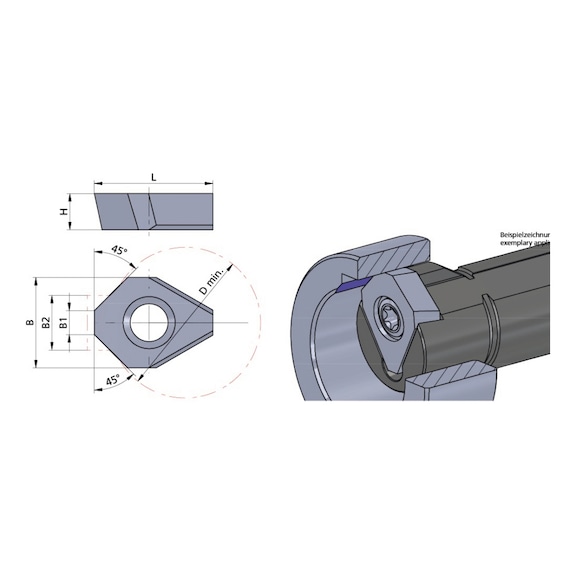 NPV.6045.1/AL41F DÜMMEL, Schneidplatte NPV (Nutbreite 10-12) B1=6.0x45° - Typ NPV, Schneideinsatz Nutstoßen