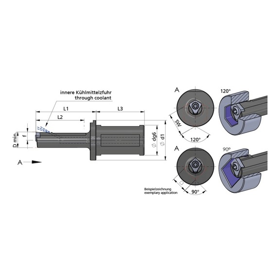 NHV.15.90.25.2 DÜMMEL, Klemmhalter Nutstoßen mit IKZ Ø25x90; L2=40; Dmin=14 - Typ NHV.15, Klemmhalter Nutstoßen