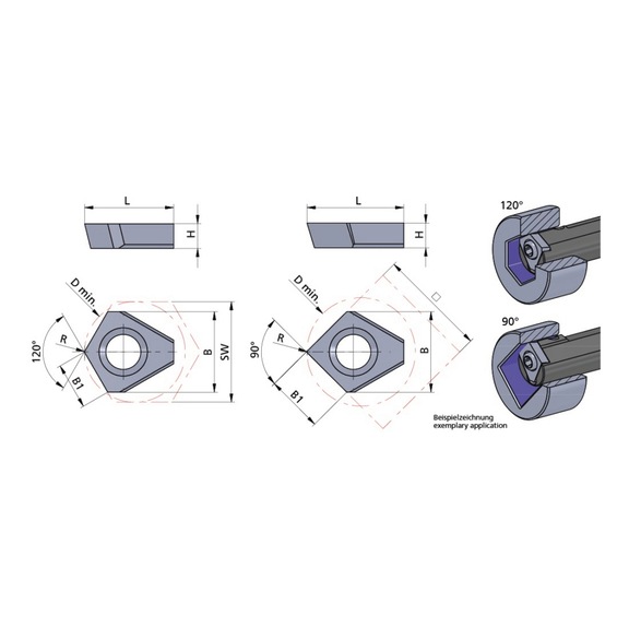 NPV.90.20.03/AL41F DÜMMEL, Schneidplatte Nutstossen Vierkant (square bore) 20 - Typ NPV, Schneideinsatz Nutstoßen