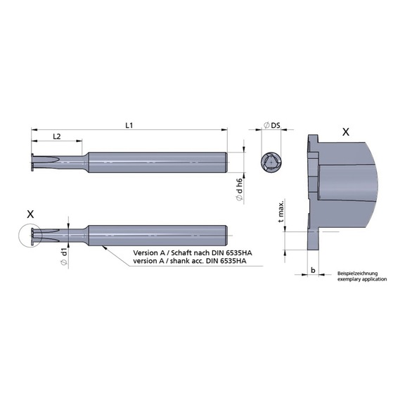 MA6.0100.00-15/AL41 DÜMMEL, Mikromill Schneideinsatz b=1.0+-0.02 Dm6x58 L1=15.2 - Typ MA6, Mikromill Schneideinsatz