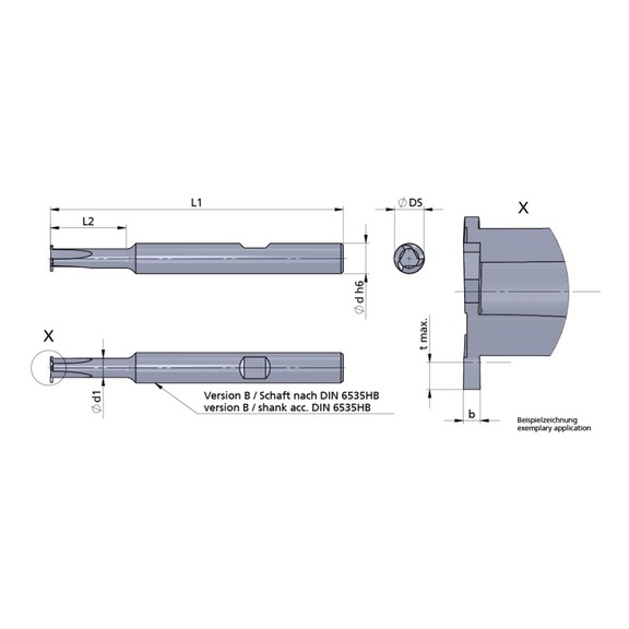 MB6.0050.00-15/AL41 DÜMMEL, Mikromill Schneideinsatz b=0.5+-0.02 Dm6x58 L1=15.2 - Typ MB6, Mikromill Schneideinsatz
