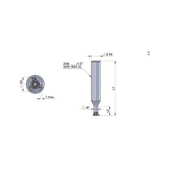 ZH8.1005.10.A.ST DÜMMEL, Minimill Fräserschaft Ø10x60; L2=10; d1=4.8 - Typ ZH8, Minimill Fräserschaft