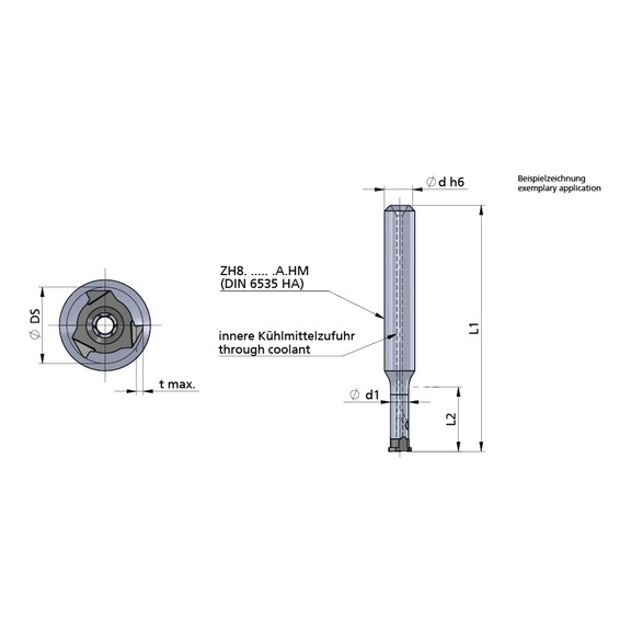 ZH8.0805.17.A.HM DÜMMEL, Minimill Fräserschaft Ø8x65; L2=17; d1=4.8 - Typ ZH8, Minimill Fräserschaft