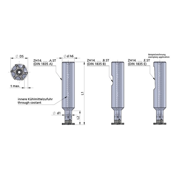 ZH14.1608.16.E.ST DÜMMEL, Minimill Fräserschaft D=16x80 L2=16 d1=8 - Typ ZH14, Minimill Fräserschaft