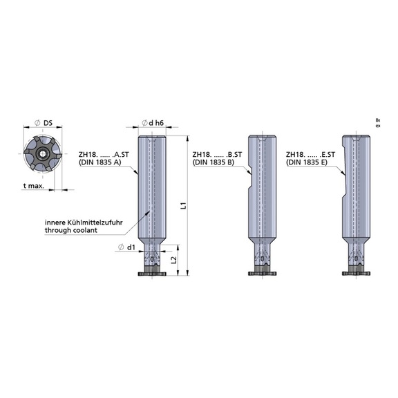 ZH18.1609.18.B.ST DÜMMEL, Minimill Fräserschaft D=16x80 L2=18 d1=9 - Typ ZH18, Minimill Fräserschaft