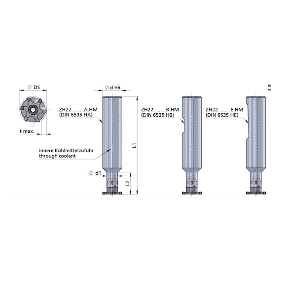 ZH22.2016.65.E.HM DÜMMEL, Minimill Fräserschaft D=20x130 L2=65 d1=16 - Typ ZH22, Minimill Fräserschaft