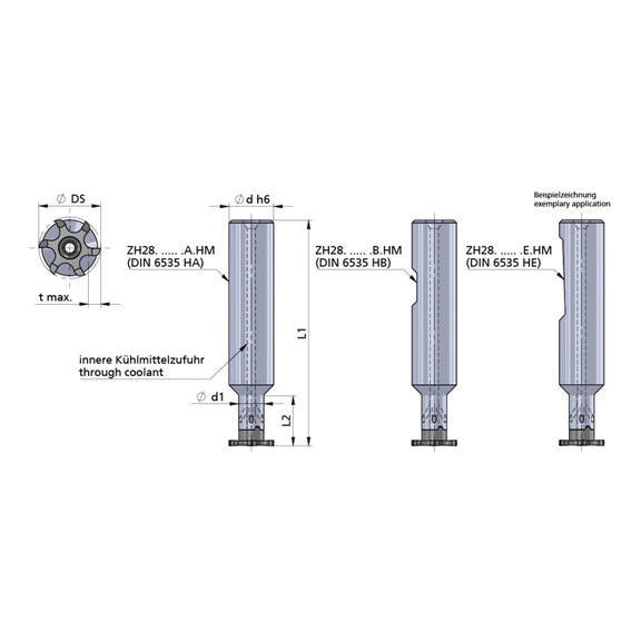 ZH28.2013.35.E.HM DÜMMEL, Minimill Fräserschaft D=20x104 L2=35 d1=13.5 - Typ ZG28, Minimill Fräserschaft