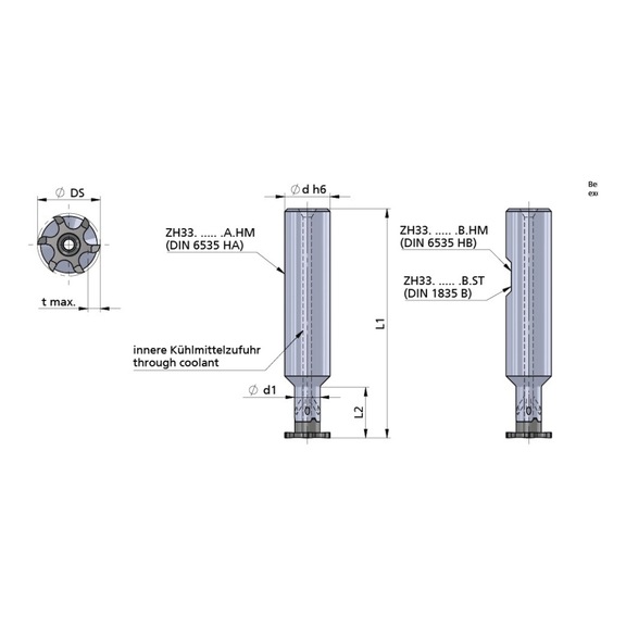 ZH33.1609.33.B.HM DÜMMEL, Minimill Fräserschaft Ø16x100; L2=33; d1=9 - Typ ZH33, Minimill Fräserschaft
