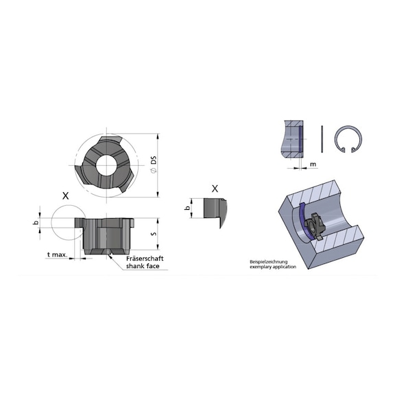 Z8.S090.00.7/AL41F DÜMMEL, Minimill Schneideinsatz ØDs=6.7; b=0.97; tmax=0.6 - Typ Z8, Minimill Schneideinsatz