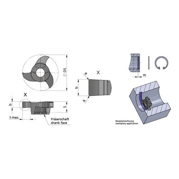 Z12.0150.02/AL41F DÜMMEL, Minimill Schneideinsatz D=12 b=1.50+0.02 R=0.2 - Typ Z12, Minimill Schneideinsatz