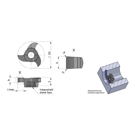 Z16.0117.00/AL41F DÜMMEL, Minimill Schneideinsatz D=16 b=1.17+0.02 tmax=3.5 - Typ Z16, Minimill Schneideinsatz