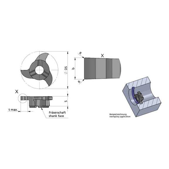 Z28.0475.02/AL41F DÜMMEL, Minimill Schneideinsatz D=28 b=4.75+0.02 R=0.2 tmax=6.5 - Typ Z28, Minimill Schneideinsatz