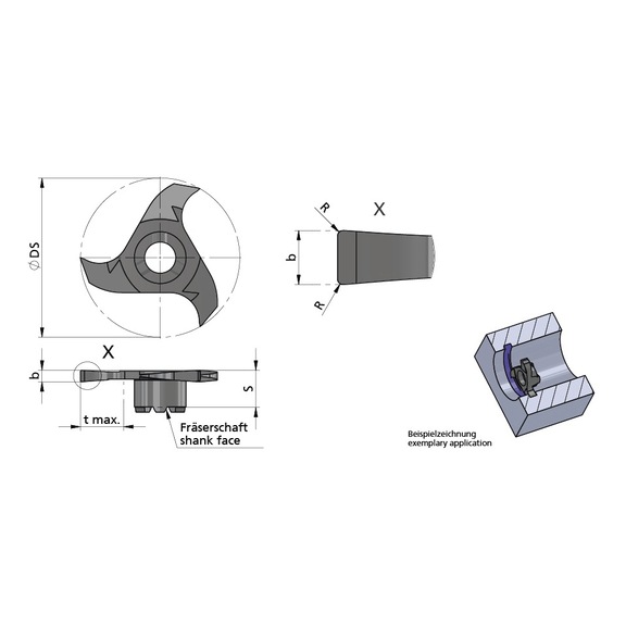 Z28.0200.02.9/AL41F DÜMMEL, Minimill Schneideinsatz D=28 b=2.0-0.02 R=0.2 tmax=9.3 - Typ Z28, Minimill Schneideinsatz