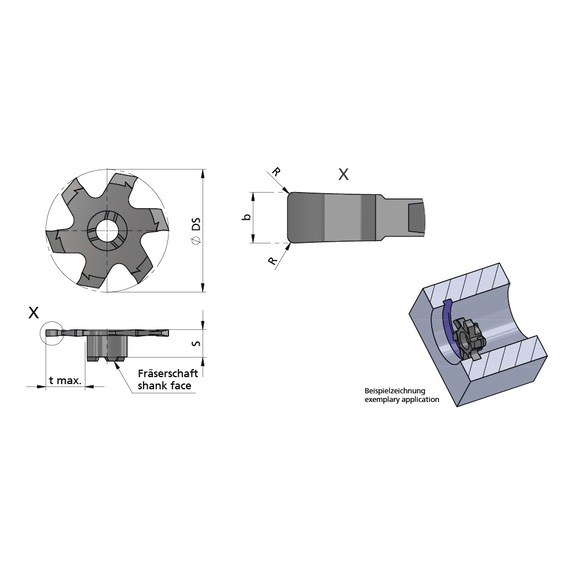Z628.150.02.9/AL41F DÜMMEL, Minimill Schneideinsatz D=28 b=1.5+0.02 R=0.2 tmax=9.3 - Typ Z628, Minimill Schneideinsatz