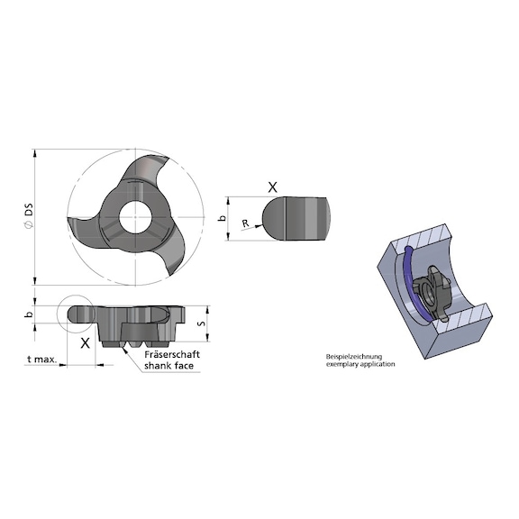 Z22.0015.30/AL41F DÜMMEL, Minimill Schneideinsatz D=22 b=3.0+0.03 R=1.5 tmax=4.5 - Typ Z22, Minimill Schneideinsatz