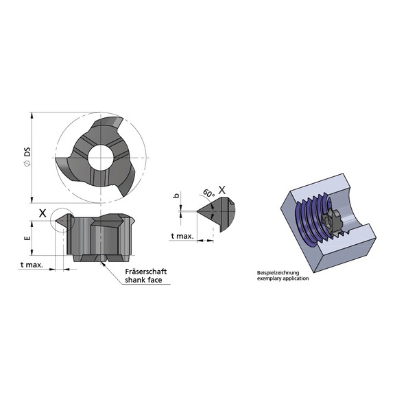 Z8.TP050/AL41F DÜMMEL, Minimill Schneideinsatz ØDs=7.7; P=0.5-1.0 - Typ Z8, Minimill Schneideinsatz