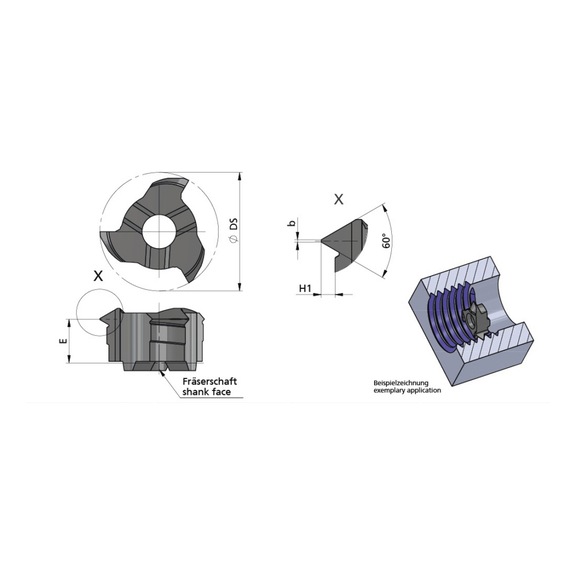 Z8.VP045/AL41F DÜMMEL, Minimill Schneideinsatz ØDs=6.7; P=0.45 - Typ Z8, Minimill Schneideinsatz