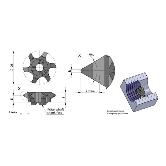 Z610.0720.01/AL41F DÜMMEL, Minimill Schneideinsatz ØDs=10.1mm P=1.0-2.0 - Typ Z610, Minimill Schneideinsatz