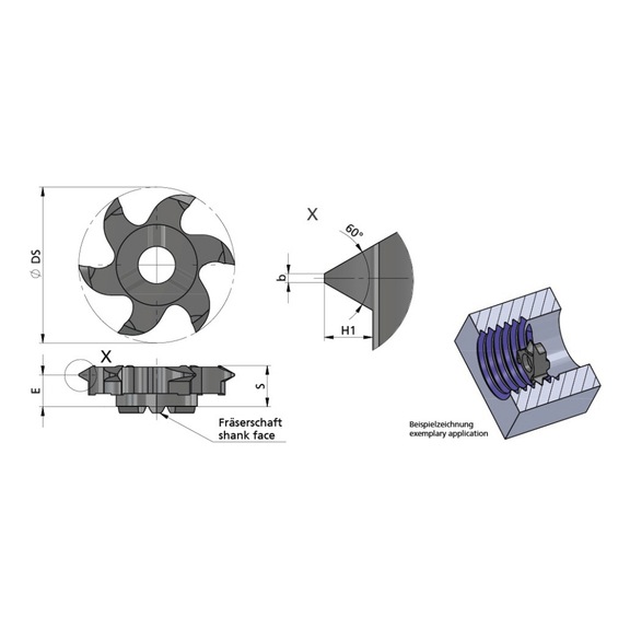 Z618.1020.02/AL41F DÜMMEL, Minimill Schneideinsatz ØDs=17.7mm P=2.0 - Typ Z618, Minimill Schneideinsatz