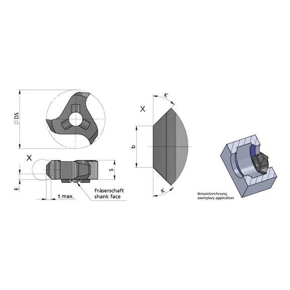 Z16.4545.35/AL41F DÜMMEL, Minimill Schneideinsatz Ø=16 s=4.5 tmax=1.4 b=1.4+0.03 - Typ Z16, Minimill Schneideinsatz