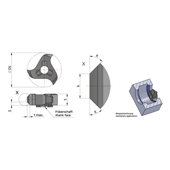 Z18.4545.58/AL41F DÜMMEL, Minimill Schneideinsatz D=18 s=5.85 tmax=1.4 2x45° - Typ Z18, Minimill Schneideinsatz