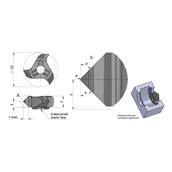 Z18.4545.02/AL41F DÜMMEL, Minimill Schneideinsatz ØDs=17.7 2x45° tmax=2.5 - Typ Z18, Minimill Schneideinsatz