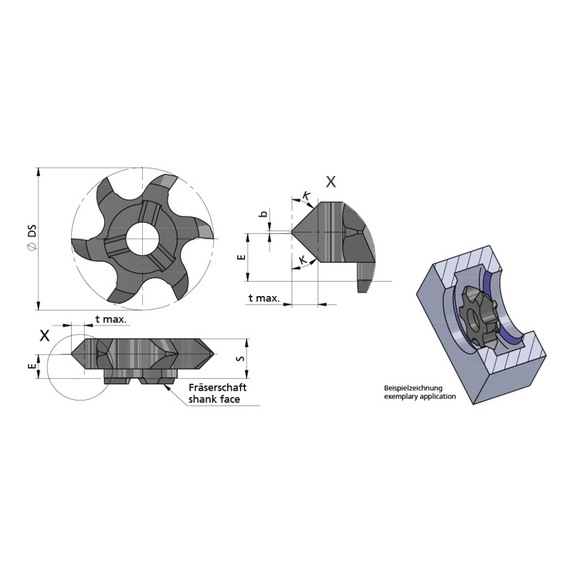 Z618.4545.58/AL41F DÜMMEL, Minimill Schneideinsatz ØDs=17.7; b=0.2; 2x45° - Typ Z618, Minimill Schneideinsatz
