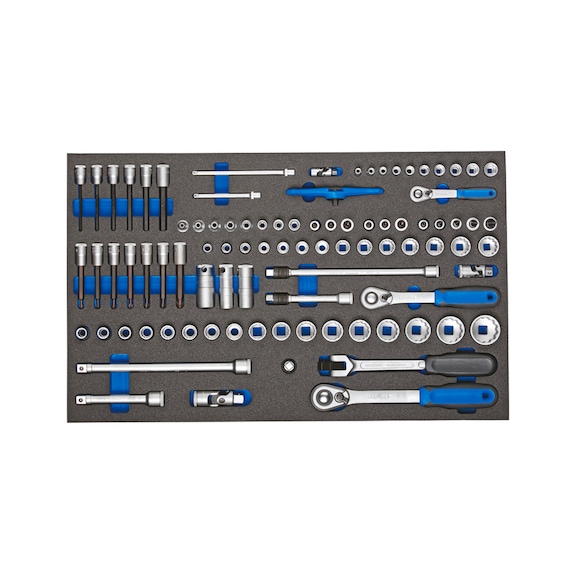 GEDORE Steckschlüsselsatz 1/4-3/8-1/2 Zoll in Check-Tool-Modul 91-teilig 2016257 - Steckschlüsselsatz