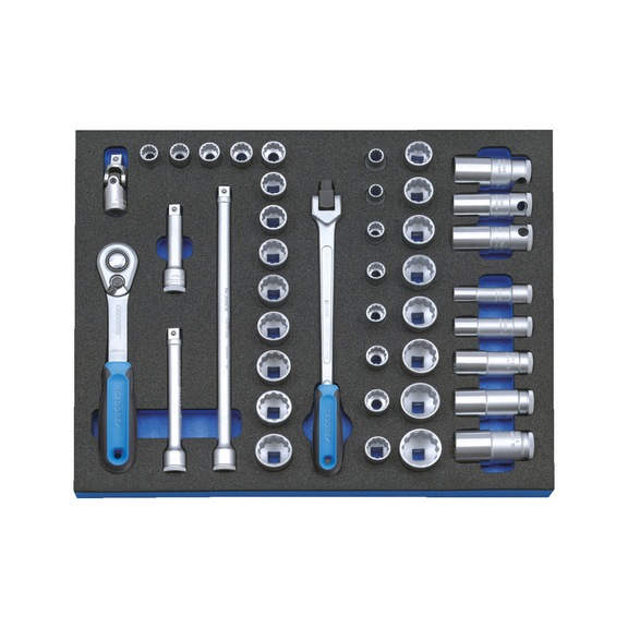 GEDORE socket wrench set 3/8 inch in check tool module 43-piece 2016486 - Socket wrench set