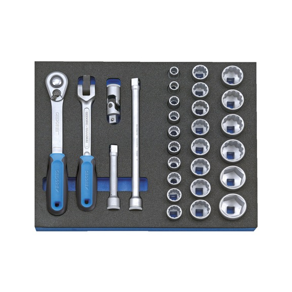 GEDORE Steckschlüssel-Sortiment 1/2 Zoll in Check-Tool-Modul 29-teilig 2016494 - Steckschlüsselsatz