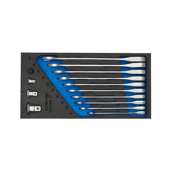 GEDORE open-end wrench set with ring ratchet in check tool module 13-piece 2327686 - Combination ratchet wrench set
