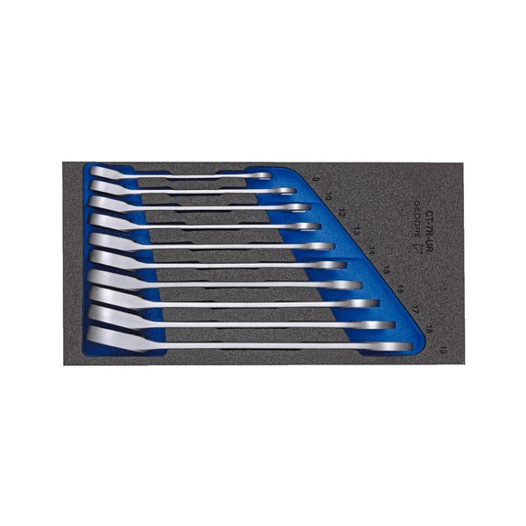 GEDORE open-end wrench set with ring ratchet in check tool module 10-piece 2331969 - Combination ratchet wrench set