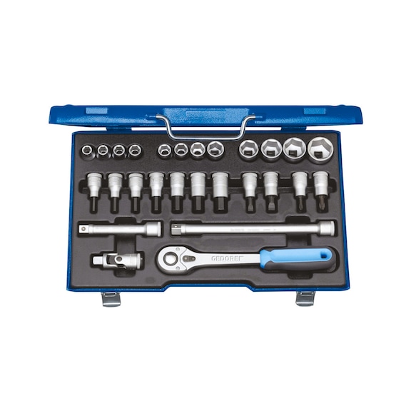GEDORE socket wrench set 1/2 inch 27-piece hexagon 10-30 mm 6139750 - Socket wrench set