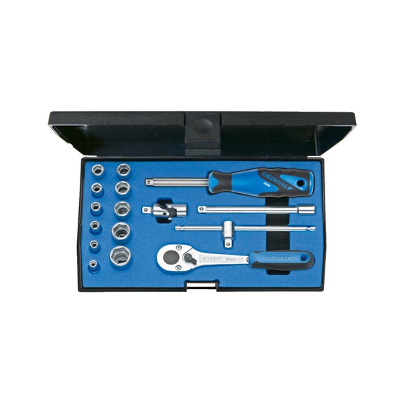 GEDORE socket set 1/4 inch 16-piece hexagon 4-13 mm 6162220 - Socket wrench set