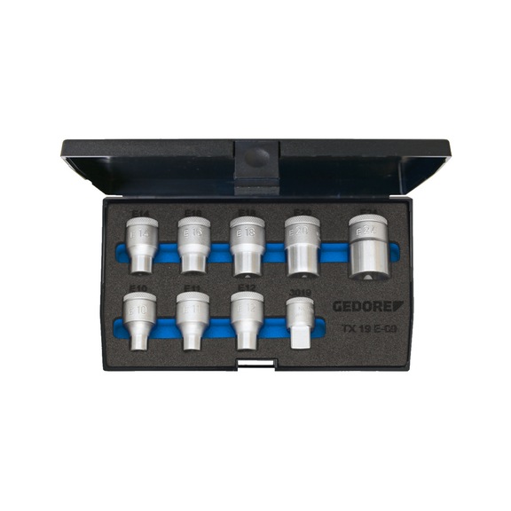GEDORE socket wrench set 1/2 inch 9-piece external TX E10-E24 9-piece 6265970 - Insert for torque tools