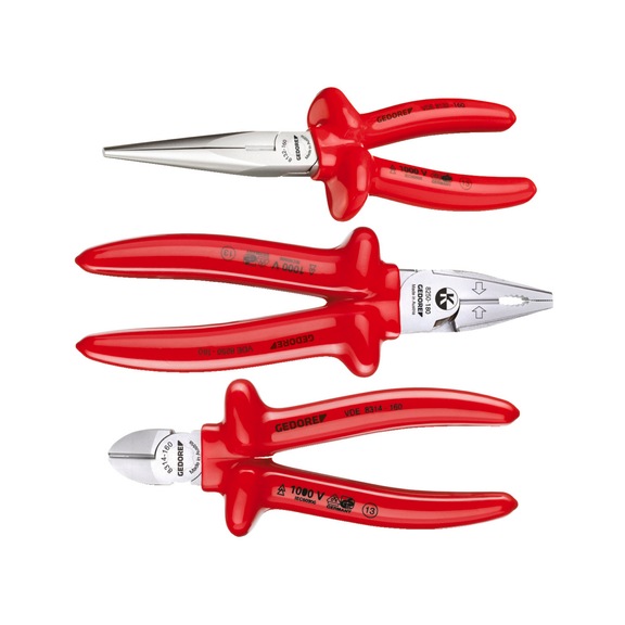GEDORE VDE-Zangen-Satz mit Tauchisolierung 3-teilig 6708120 - Zangensatz
