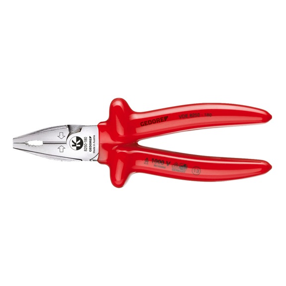 GEDORE VDE-Kraft-Kombinationszange mit Tauchisolierung 180 mm 6720090 - Kombizange