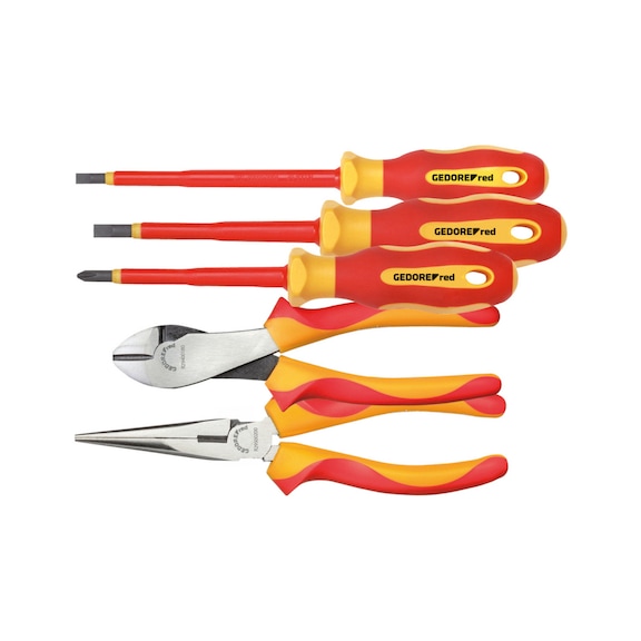 GEDORE RED VDE tool set 2xpliers+PH+SL 5-piece 3301414 - Hand tool assortment