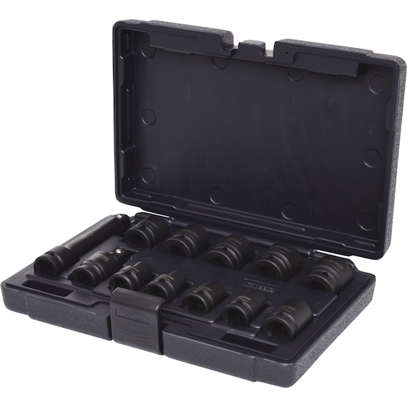 1/2 inch hexagon power socket set, short, 12-piece - 1/2 inch hex power socket set