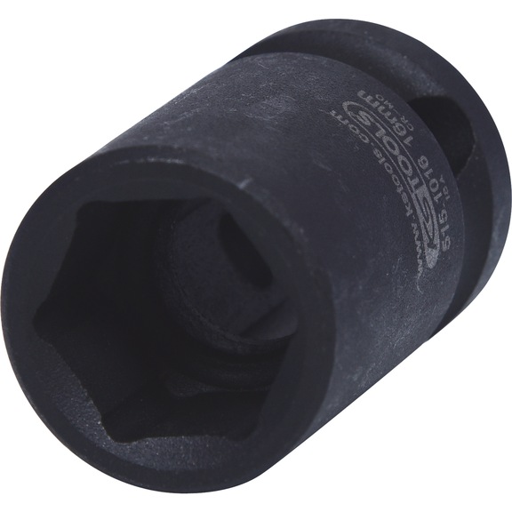 1/2 inch hex power socket, short, 16 mm on hanger - 1/2 inch hex power socket
