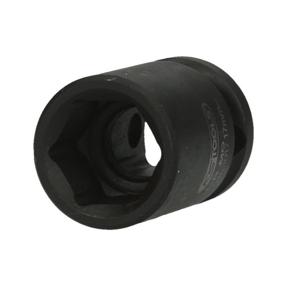 1/2 inch hex power socket, short, 17 mm on hanger - 1/2 inch hex power socket