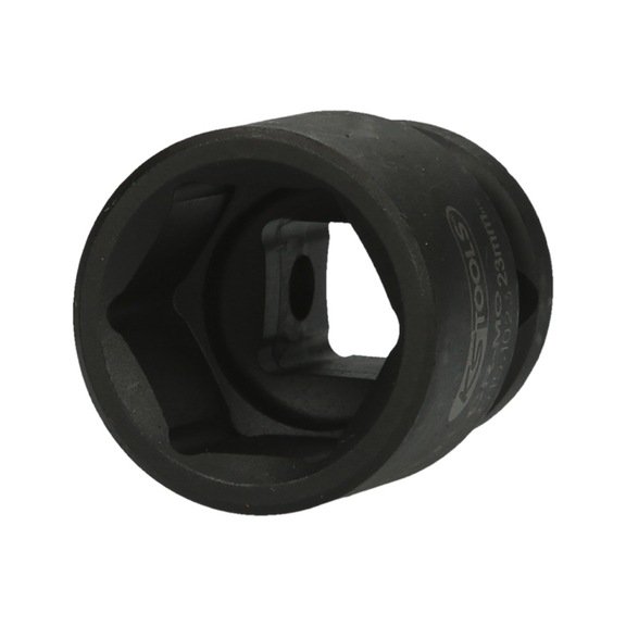 1/2 inch hex power socket, short, 23 mm on hanger - 1/2 inch hex power socket